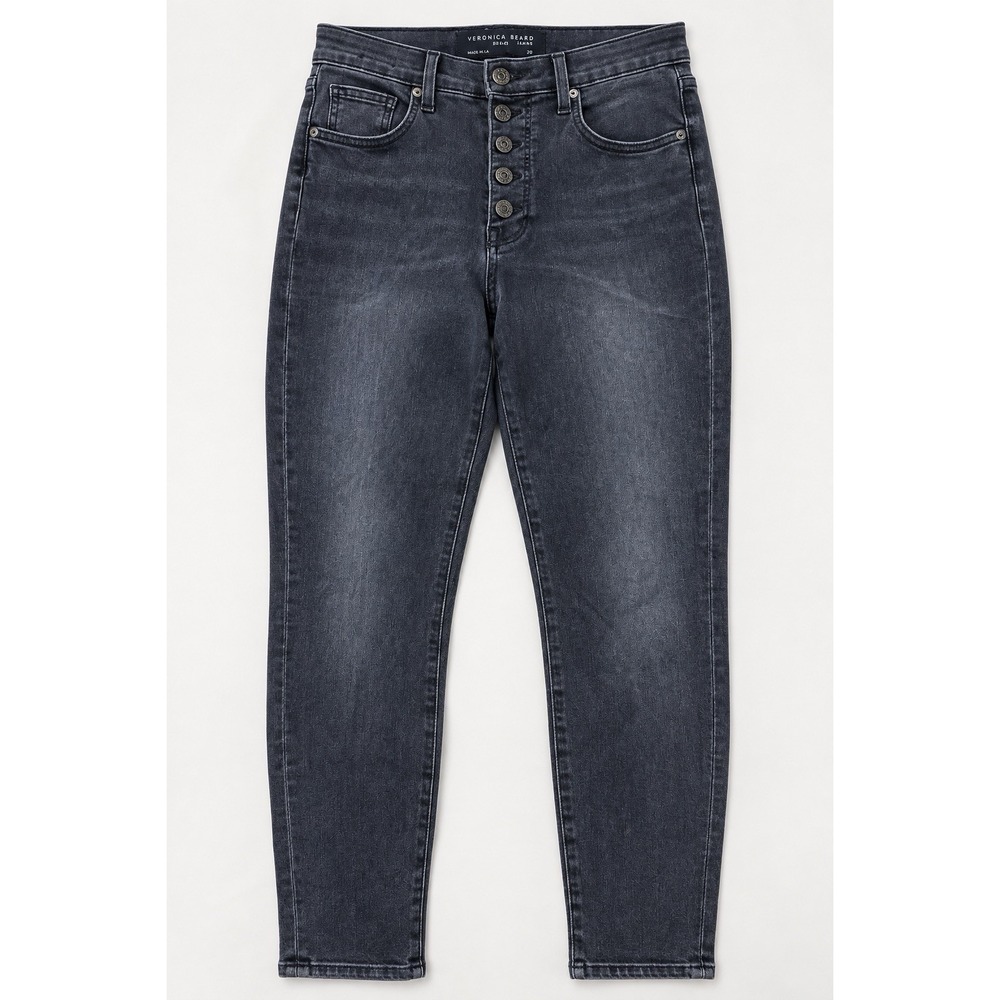 Veronica Beard Debbie Ankle Skinny Jeans 29 Black High Rise Button Fly Stretch
